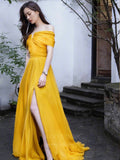 Prom Dress 2025 Yellow Off the Shoulder Prom Dress 20656-unique elegant Prom Dresses-Yellow-US2-vigocouture