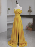 Prom Dress 2025 Yellow Off the Shoulder Prom Dress 20656-unique elegant Prom Dresses-Yellow-US2-vigocouture