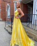 Prom Dress 2025 Yellow Satin Prom Dresses Spaghetti Strap Evening Dress 21985-unique elegant Prom Dresses-Yellow-US2-vigocouture