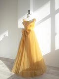 Prom Dress 2025 Yellow Square Neck Prom Dress 20647-unique elegant Prom Dresses-Yellow-US2-vigocouture