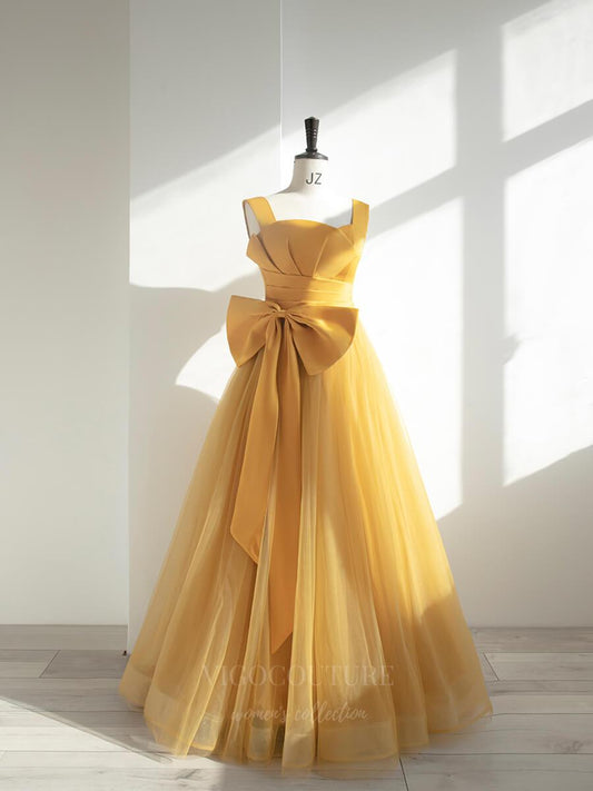 Prom Dress 2025 Yellow Square Neck Prom Dress 20647-unique elegant Prom Dresses-Yellow-US2-vigocouture