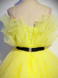 Prom Dress 2025 Yellow Tiered Quinceanera Dresses Spaghetti Strap Sweet 16 Dresses 20907-unique elegant Prom Dresses-Yellow-Custom Size-vigocouture