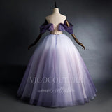 vigocouture-Purple Ombre Lace Applique Sweet 16 Dresses Off the Shoulder Ball Gown 20471-Prom Dresses-vigocouture-