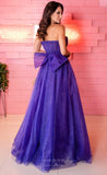 Purple Sparkly Tulle Prom Dresses with Bow-Tie Strapless Evening Dress 24007-Prom Dresses-vigocouture-Purple-Custom Size-vigocouture