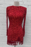 Radiant Sequin Hoco Dress Long Sleeve Bodycon Dress hc288-Prom Dresses-vigocouture-Burgundy-US0-vigocouture