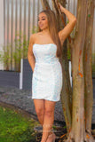 Radiant Sequin Hoco Dress Strapless Bodycon Dress hc291-Prom Dresses-vigocouture-White-US0-vigocouture
