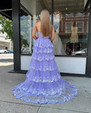 Radiant Sequin Lace Prom Dresses with Slit Ruffled One Shoulder Evening Dress 24055-Prom Dresses-vigocouture-Lavender-Custom Size-vigocouture