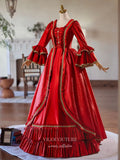 Red Shimmering Ruffled Tiered Vintage Quinceaneras Dress Long Puffed Sleeve Princes Dresses 25048-Prom Dresses-vigocouture-Red-Custom Size-vigocouture