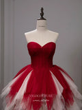 Red Tiered Ruffled Quinceanera Dresses 2025 Strapless Sweetheart Tulle Ball Gown 25058-Prom Dresses-vigocouture-Red-Custom Size-vigocouture