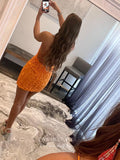 Sexy Lace Applique Homecoming Dress Spaghetti Strap Bodycon Dress hc259-Prom Dresses-vigocouture-Orange-US0-vigocouture
