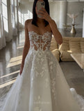 Sheer Strapless Lace Applique Wedding Dress Chapel Train Bridal Gown W0127-Wedding Dresses-vigocouture-Ivory-US2-vigocouture