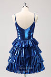 Shimmering Blue Tiered Homecoming Dresses Spaghetti Strap Back to School Dress hc375-Prom Dresses-vigocouture-Blue-Custom Size-vigocouture