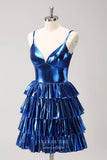 Shimmering Blue Tiered Homecoming Dresses Spaghetti Strap Back to School Dress hc375-Prom Dresses-vigocouture-Blue-Custom Size-vigocouture