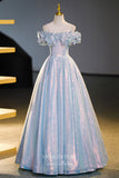 Shimmering Light Blue Prom Dresses Sequin Quinceanera Dress 22350-Prom Dresses-vigocouture-Light Blue-Custom Size-A-Line-vigocouture