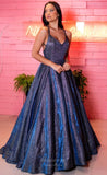 Shimmering Satin Prom Dresses Spaghetti Strap Formal Dress 24008-Prom Dresses-vigocouture-Blue-Custom Size-vigocouture