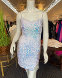 Shimmering Sequin Hoco Dress Spaghetti Strap Bodycon Dress hc287-Prom Dresses-vigocouture-White-US0-vigocouture