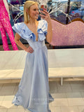 Smooth Satin Cheap Prom Dresses Ruffle Off the Shoulder Formal Gown 24136-Prom Dresses-vigocouture-Light Blue-Custom Size-vigocouture