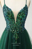 Sparkly Green Spaghetti Strap Homecoming Dresses Lace Applique Back to School Dress hc372-Prom Dresses-vigocouture-Green-Custom Size-vigocouture