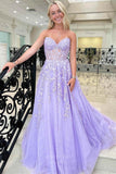 Strapless Lace Applique Cheap Prom Dresses 2024 Sheer Boned Bodice 24299-Prom Dresses-vigocouture-Lavender-Custom Size-vigocouture