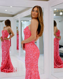 Strapless Sequin Mermaid Cheap Prom Dresses Sweetheart Neck 24346-Prom Dresses-vigocouture-Pink-Custom Size-vigocouture