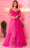 Stunning Fuchsia Tulle Prom Dresses Off the Shoulder Formal Gown 24014-Prom Dresses-vigocouture-Fuchsia-Custom Size-vigocouture