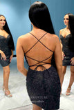 Stunning Lace Applique Homecoming Dress Spaghetti Strap Bodycon Dress hc260-Prom Dresses-vigocouture-Black-US0-vigocouture