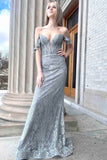 Stunning Lace Mermaid Cheap Prom Dresses Off the SHoulder Plunging V-Neck 24314-Prom Dresses-vigocouture-Fuchsia-Custom Size-vigocouture