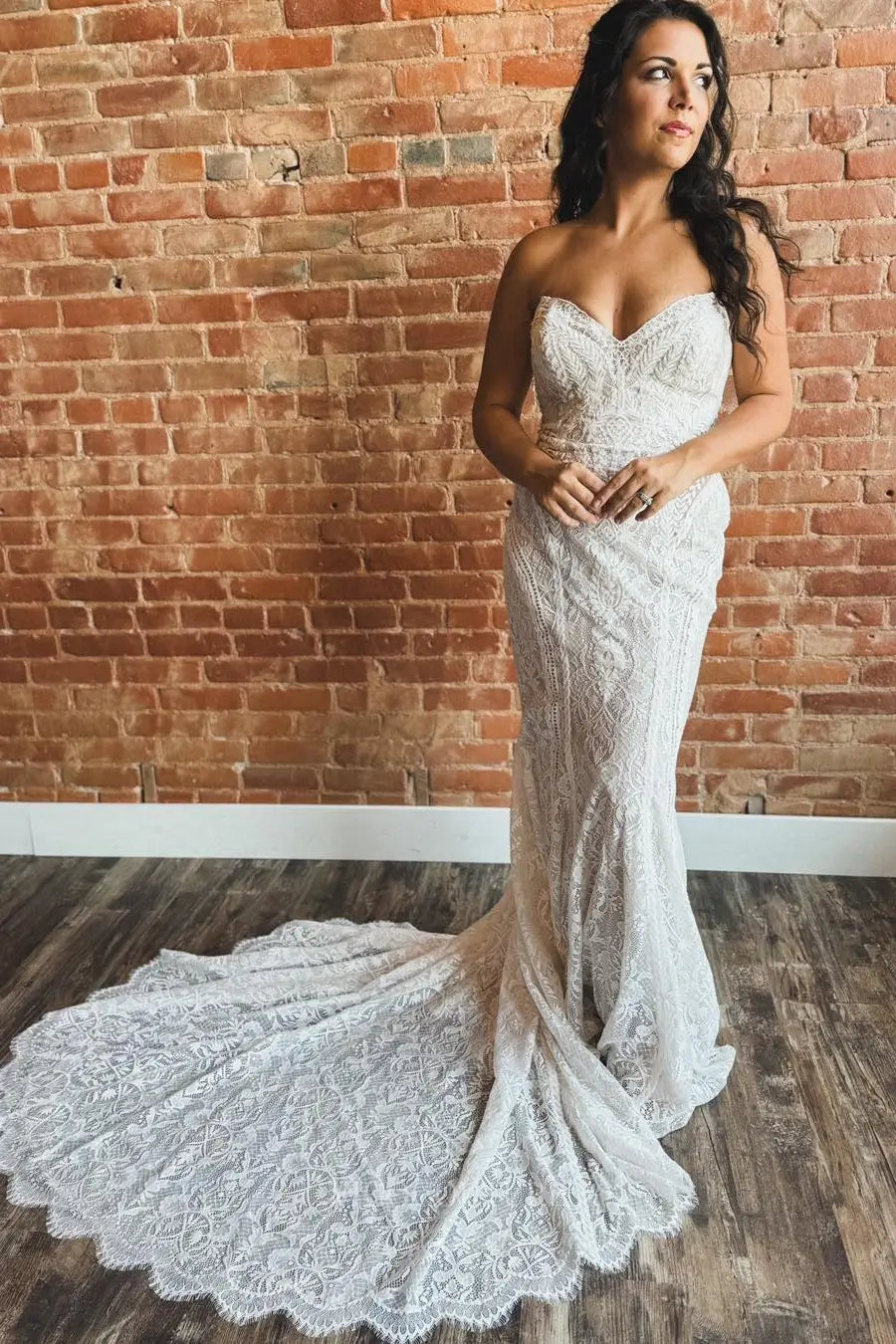 Wedding Dresses 2025 to impress Bohemian Lace Wedding Dress with Detachable Bell Sleeves, Sweetheart Neckline, and Chapel Train – W2226-vigocouture-vigocouture