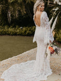 Sheath Boho Wedding Dresses Bell Sleeve w0001-Wedding Dresses-vigocouture-Ivory-US2-vigocouture