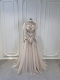 Wedding Dresses 2025 to impress Elara - Champagne Beaded Lace Wedding Dress-vigocouture-vigocouture