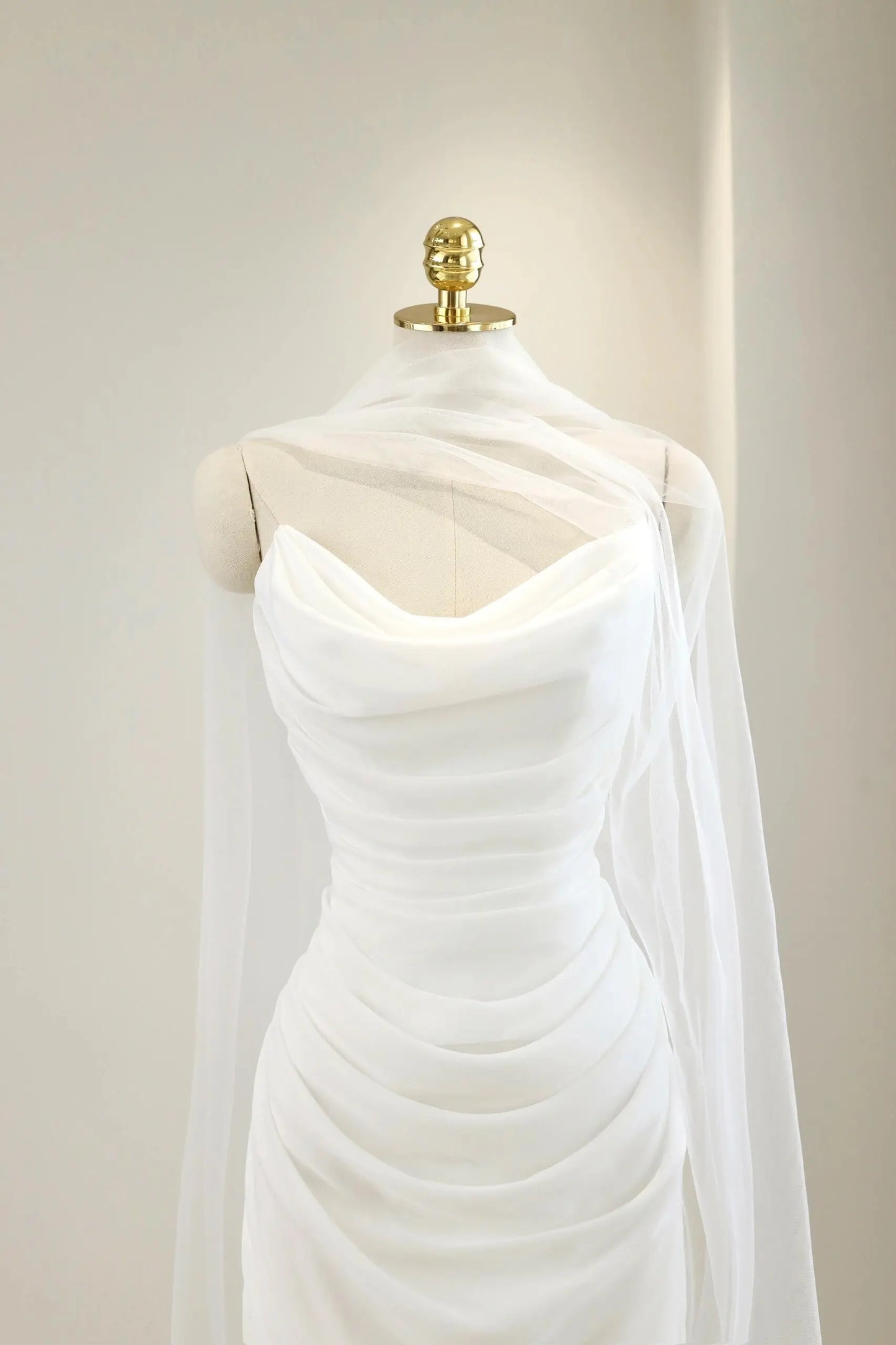 Wedding Dresses 2025 to impress Elegant Chiffon Cowl Neck Wedding Dress with Train and Corset Back – RD022-vigocouture-vigocouture