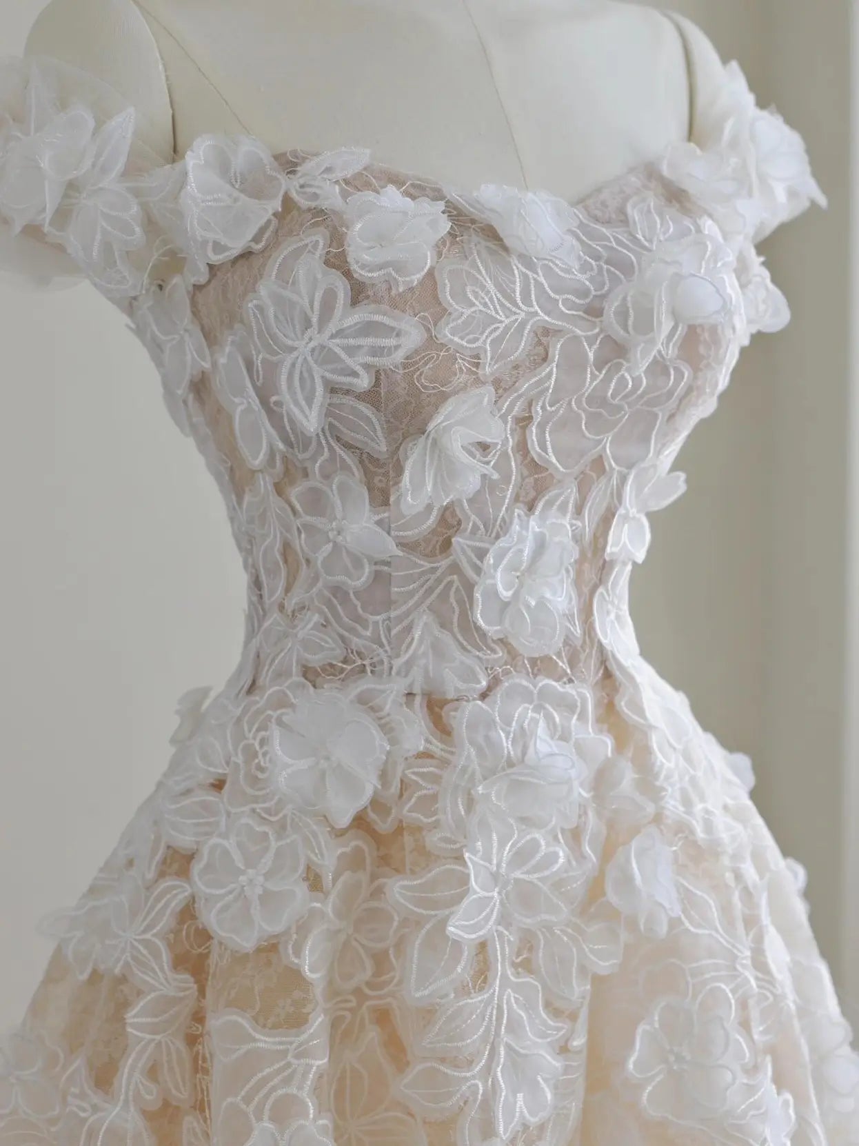 Wedding Dresses 2025 to impress Elegant Off-Shoulder A-Line Lace Wedding Dress with Floral Embroidery | Style RD003-vigocouture-vigocouture