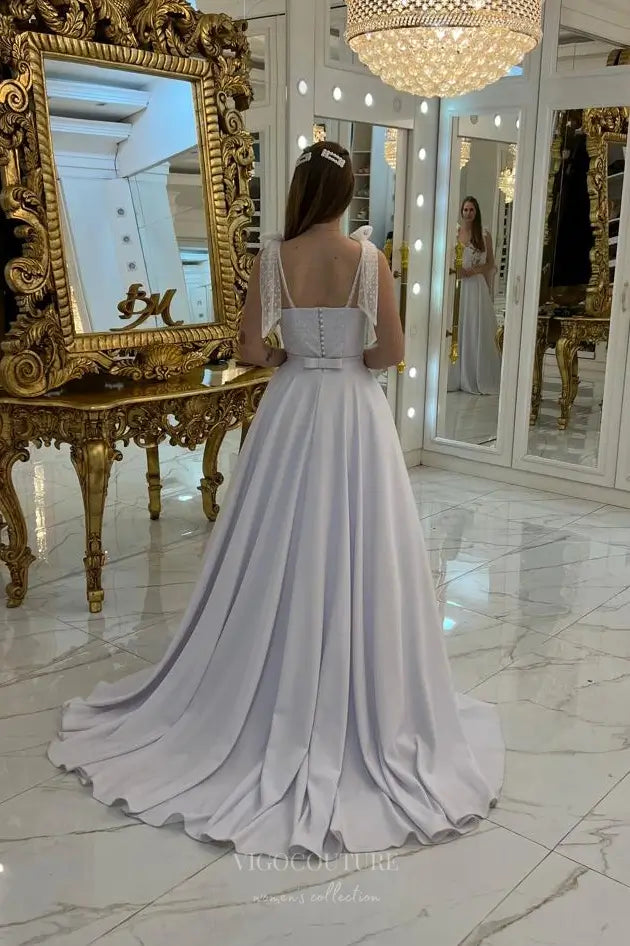 Wedding Dresses 2025 to impress Ethereal Floral Embroidered Wedding Dress with Sweetheart Corset Bodice, Bow-Tie Shoulder Straps & Flowing A-Line Skirt – W2635-vigocouture-vigocouture