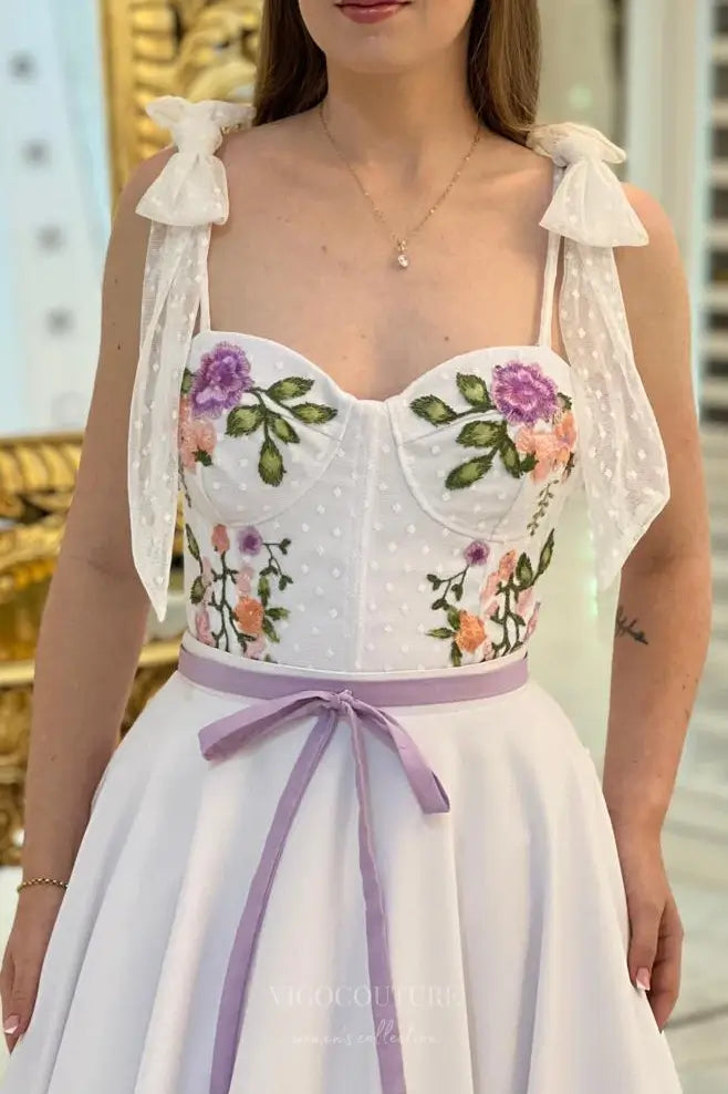 Wedding Dresses 2025 to impress Ethereal Floral Embroidered Wedding Dress with Sweetheart Corset Bodice, Bow-Tie Shoulder Straps & Flowing A-Line Skirt – W2635-vigocouture-vigocouture