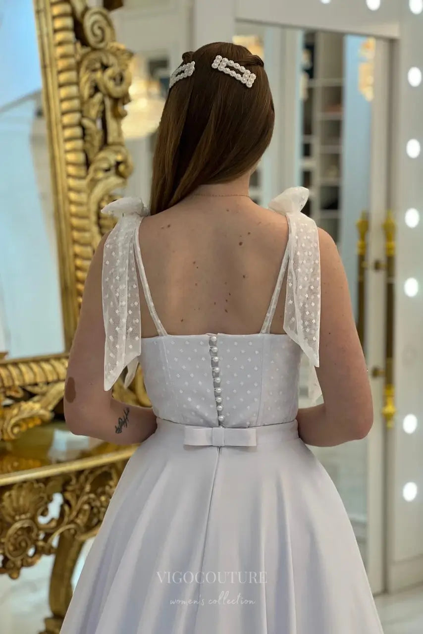 Wedding Dresses 2025 to impress Ethereal Floral Embroidered Wedding Dress with Sweetheart Corset Bodice, Bow-Tie Shoulder Straps & Flowing A-Line Skirt – W2635-vigocouture-vigocouture