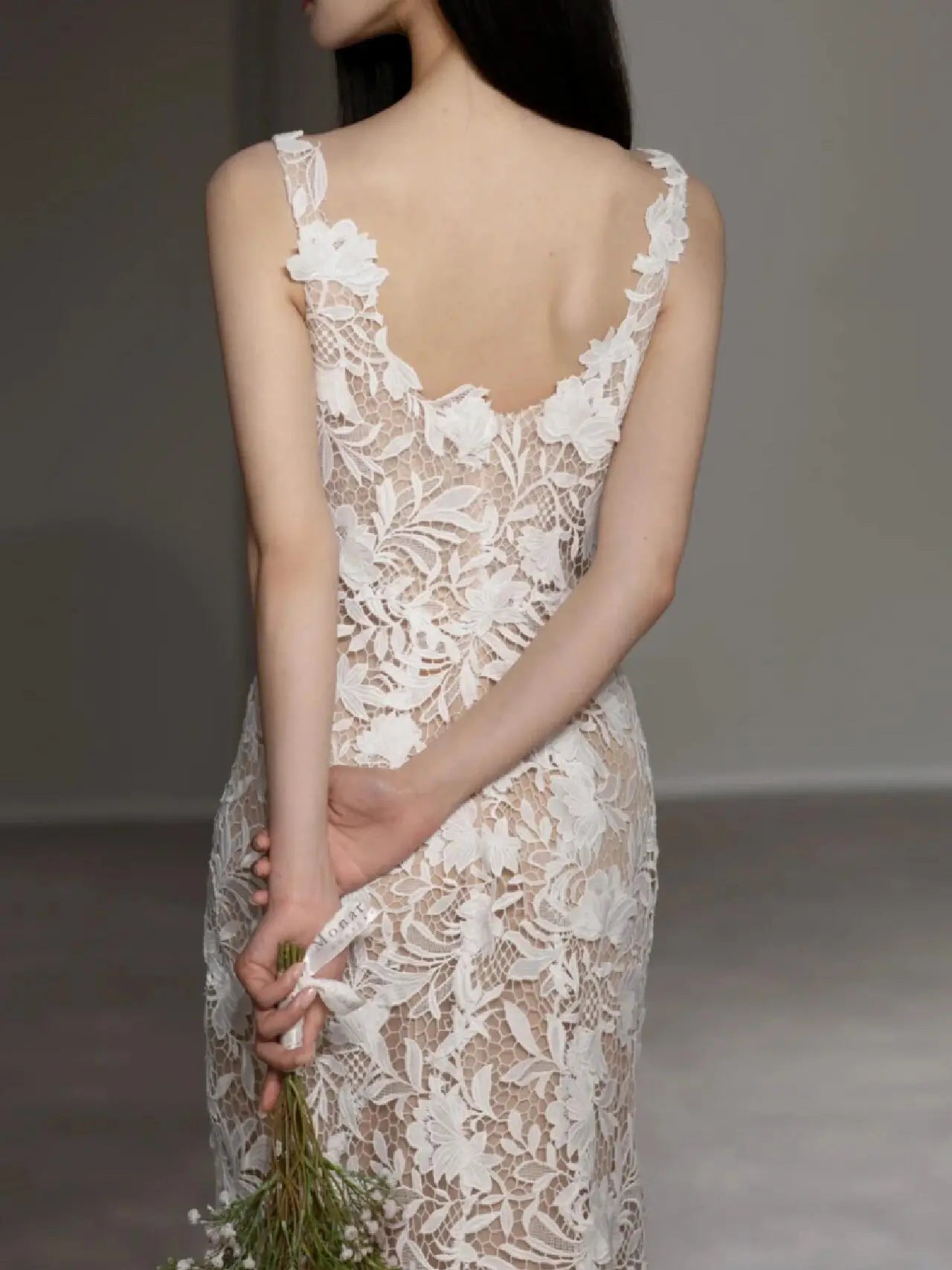 Wedding Dresses 2025 to impress Floral Lace Fit-and-Flare Wedding Dress with Scoop Back and Sheer Details – RD018-vigocouture-vigocouture