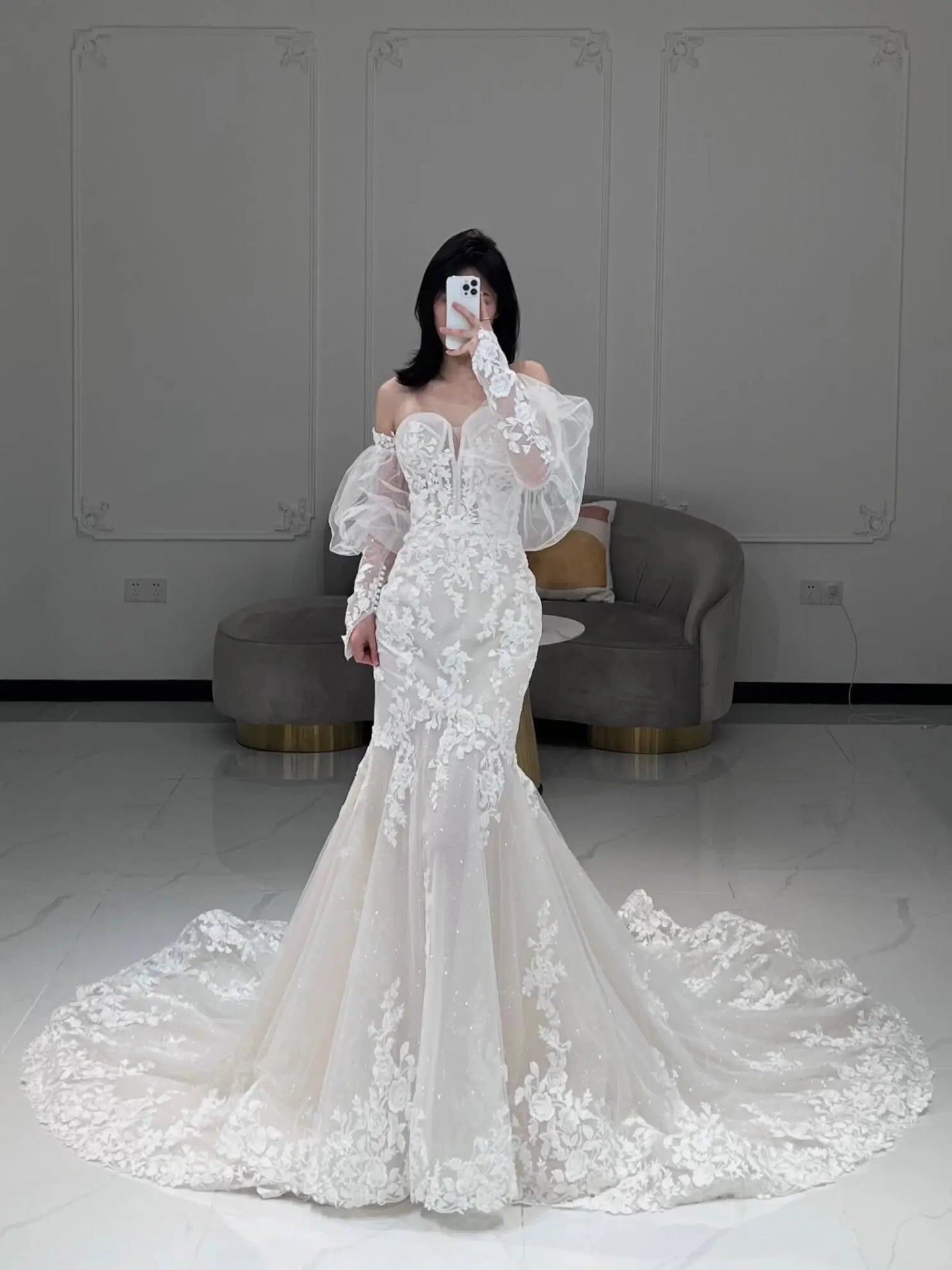 Wedding Dresses 2025 to impress Glitter Tulle Mermaid Wedding Dress with 3D Floral Lace & Corset Bodice – RD027-vigocouture-vigocouture