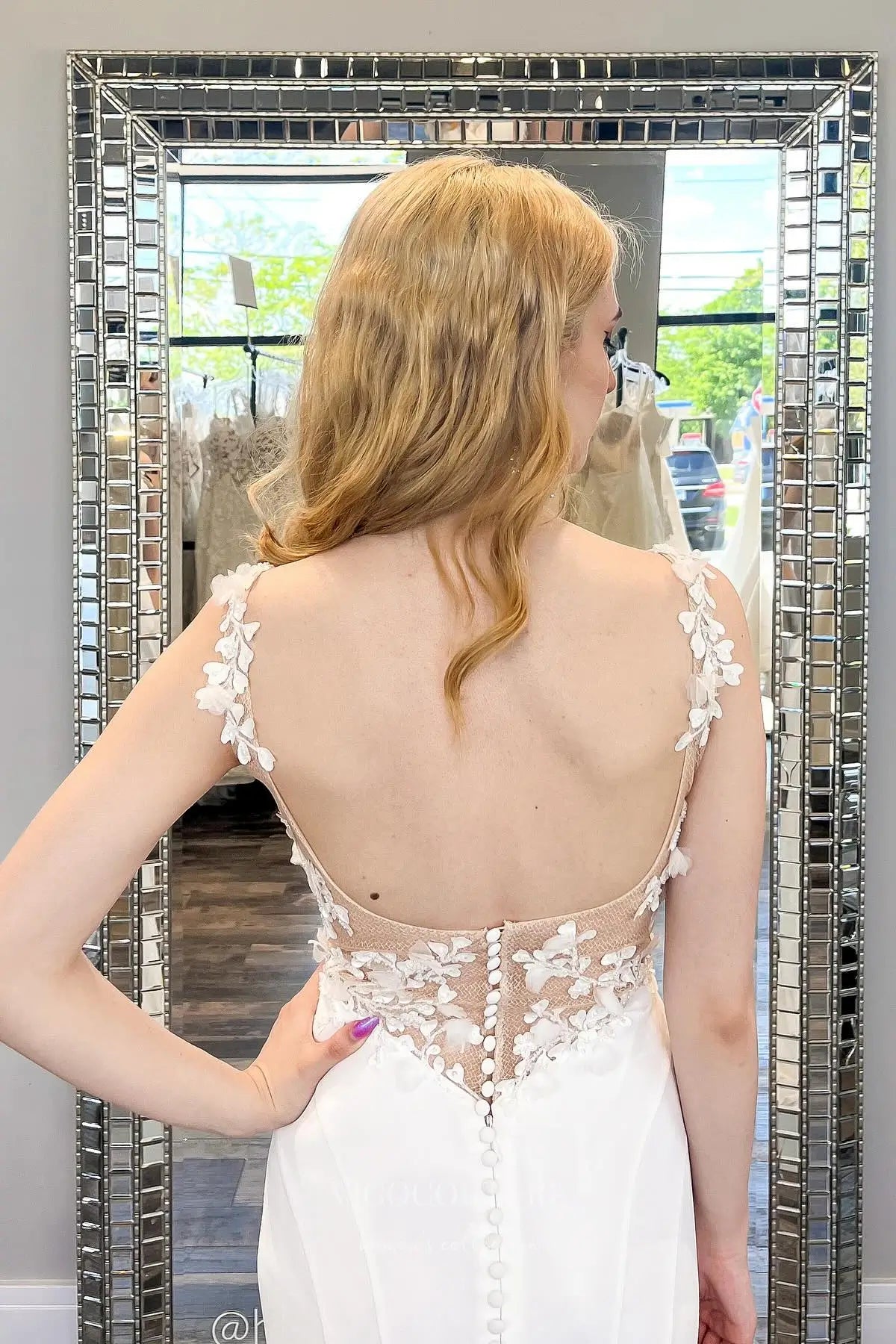 Wedding Dresses 2025 to impress Ivory Crepe Mermaid Wedding Dress with Square Neckline, Illusion Lace Back, and Chapel Train – W2302-vigocouture-vigocouture