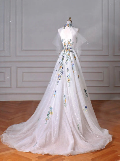 Wedding Dresses 2025 to impress Pastel Floral Embroidered Ball Gown Wedding Dress with Sparkle Tulle – Style RD014-vigocouture-vigocouture