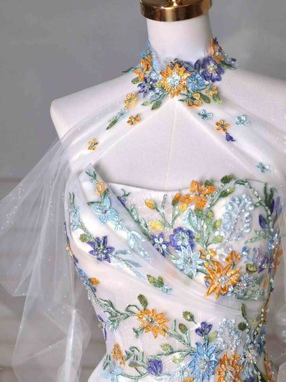 Wedding Dresses 2025 to impress Pastel Floral Embroidered Ball Gown Wedding Dress with Sparkle Tulle – Style RD014-vigocouture-vigocouture