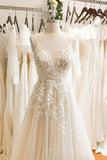 Wedding Dresses 2025 to impress Ivory Lace Wedding Dress with Spaghetti Strap & V-Neck - MQ048-vigocouture-vigocouture