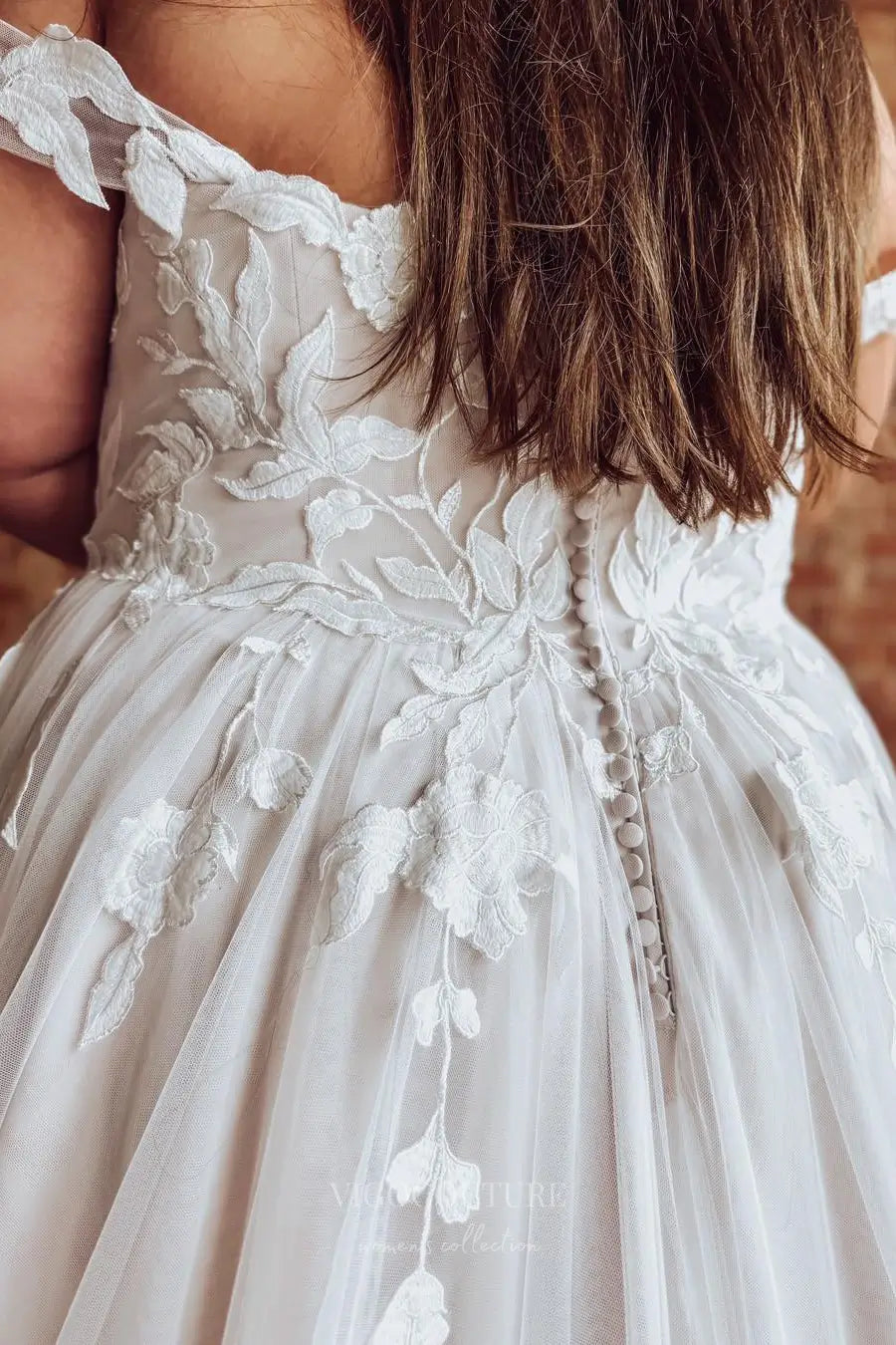 Ivory Plus Size Off-Shoulder Lace Wedding Dress with Train – W2259 – vigocouture