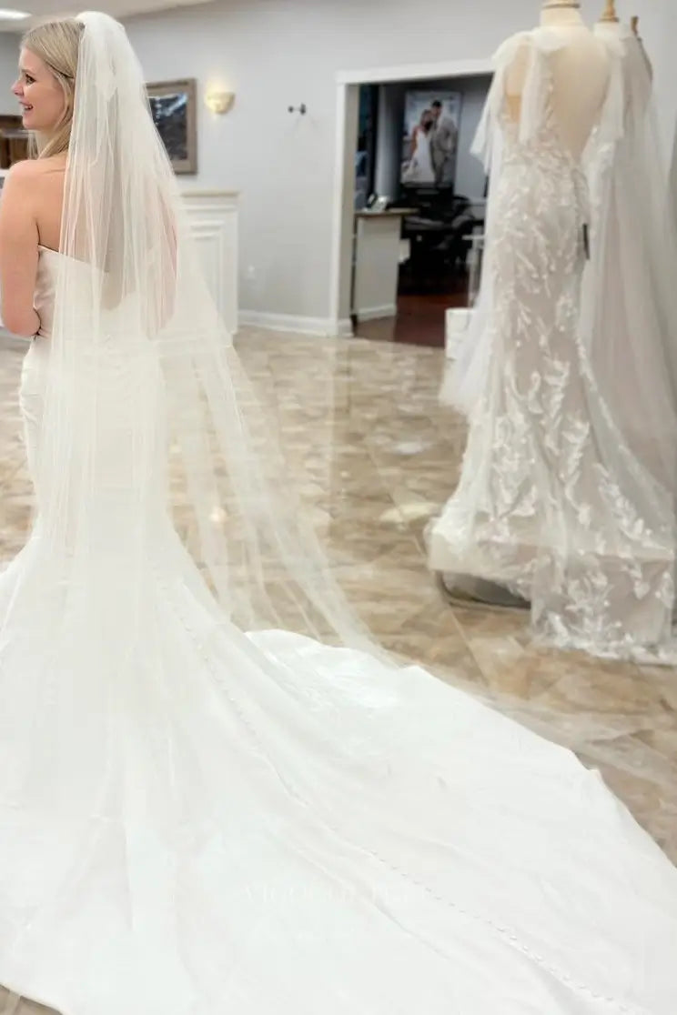 Wedding Dresses 2025 to impress Ivory Satin Mermaid Wedding Dress with Bow Bodice and Chapel Train – W2318-vigocouture-vigocouture