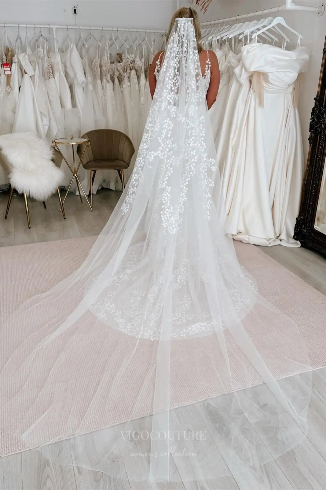 Wedding Dresses 2025 to impress Lily of the Valley Lace Mermaid Wedding Dress with Spaghetti Strap, Scoop Neck, Illusion Back – W2366-vigocouture-vigocouture