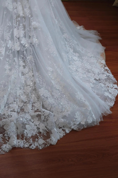Wedding Dresses 2025 to impress Mermaid Lace Wedding Dress with Sparkly Tulle and 3D Floral Appliqués – Style RD023-vigocouture-vigocouture