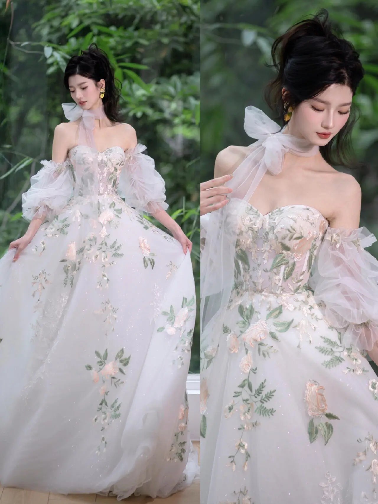 Wedding Dresses 2025 to impress Off-Shoulder Wildflower Whisper Wedding Dress with Embroidered Tulle Skirt – RD017-vigocouture-vigocouture
