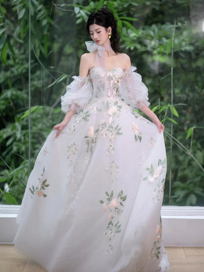Wedding Dresses 2025 to impress Off-Shoulder Wildflower Whisper Wedding Dress with Embroidered Tulle Skirt – RD017-vigocouture-vigocouture