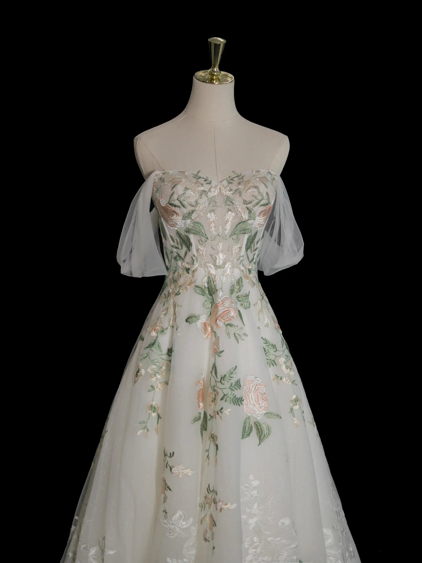 Wedding Dresses 2025 to impress Off-Shoulder Wildflower Whisper Wedding Dress with Embroidered Tulle Skirt – RD017-vigocouture-vigocouture