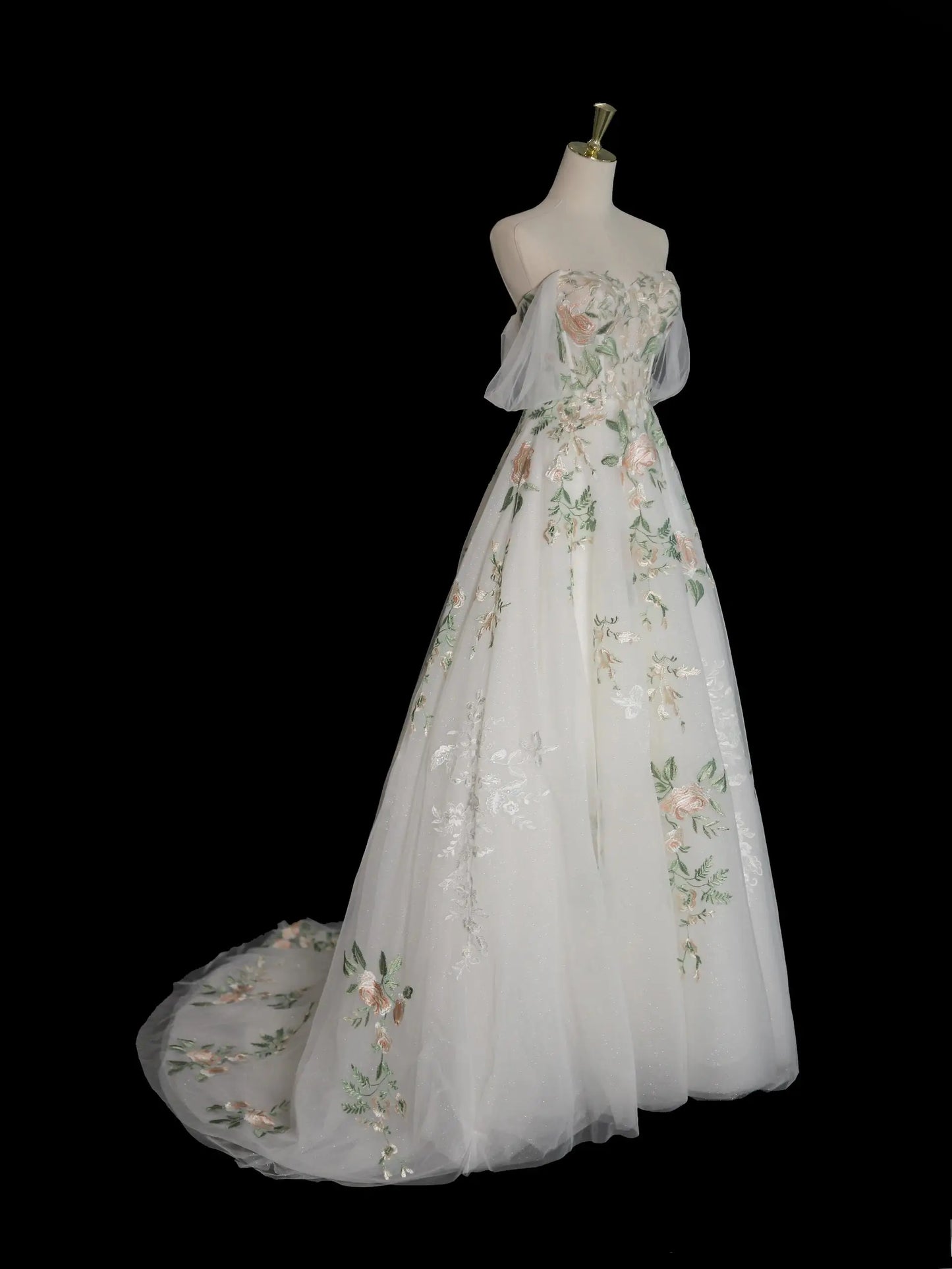 Wedding Dresses 2025 to impress Off-Shoulder Wildflower Whisper Wedding Dress with Embroidered Tulle Skirt – RD017-vigocouture-vigocouture