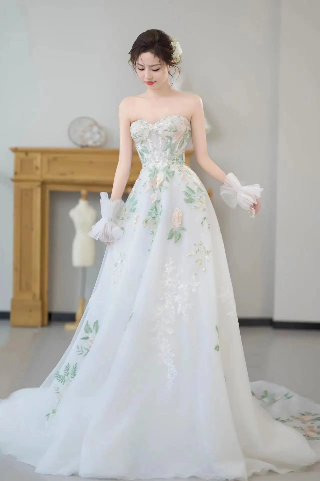 Wedding Dresses 2025 to impress Off-Shoulder Wildflower Whisper Wedding Dress with Embroidered Tulle Skirt – RD017-vigocouture-vigocouture